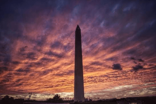 Washington Monument at sunset in Washington DC