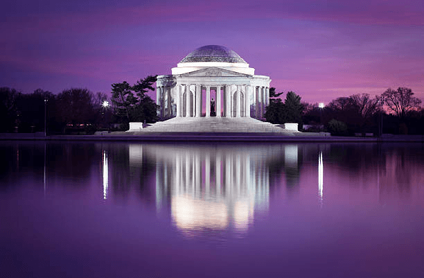 Jefferson Memorial at twilight in Washington DC